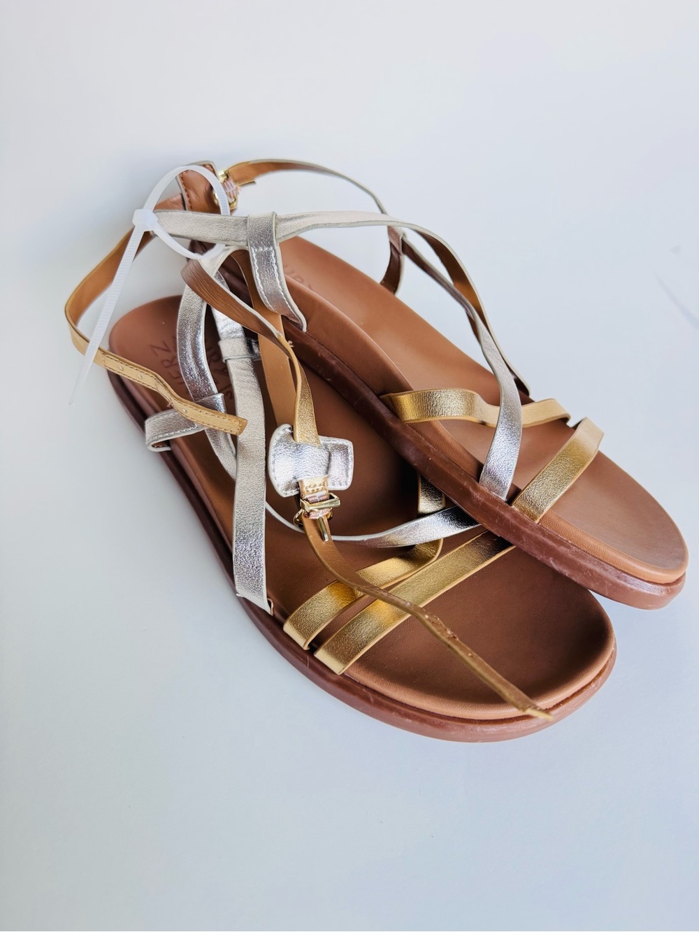 Naturalizer Metallic Gold and Silver Strappy Sandals